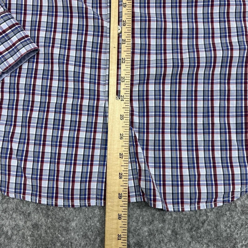 Banana Republic Shirt Mens L Blue Red Plaid Soft Wash Button Long Sleeve Preppy